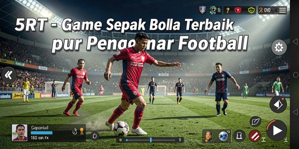 Tampilan gameplay 5RT yang memukau dan realistis dalam dunia sepak bola.