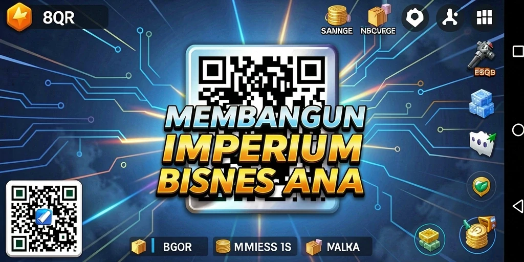 Tampilan gameplay 8QR yang menawan dengan elemen Tycoon.