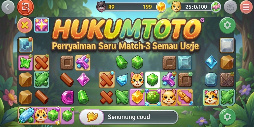 Tampilan screenshot HUKUMTOTO yang menunjukkan gameplay Match-3 yang seru.