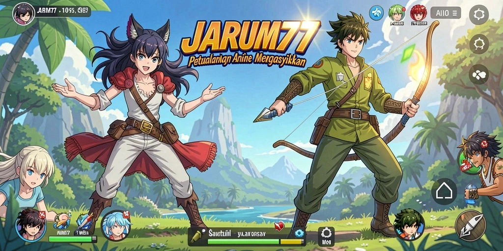 Screenshot gameplay JARUM77 menampilkan petualangan seru di dunia anime.