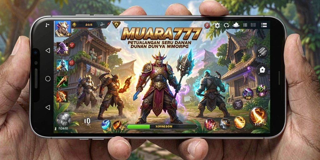Screenshot menampilkan pertempuran seru dalam dunia MMORPG MUARA777.