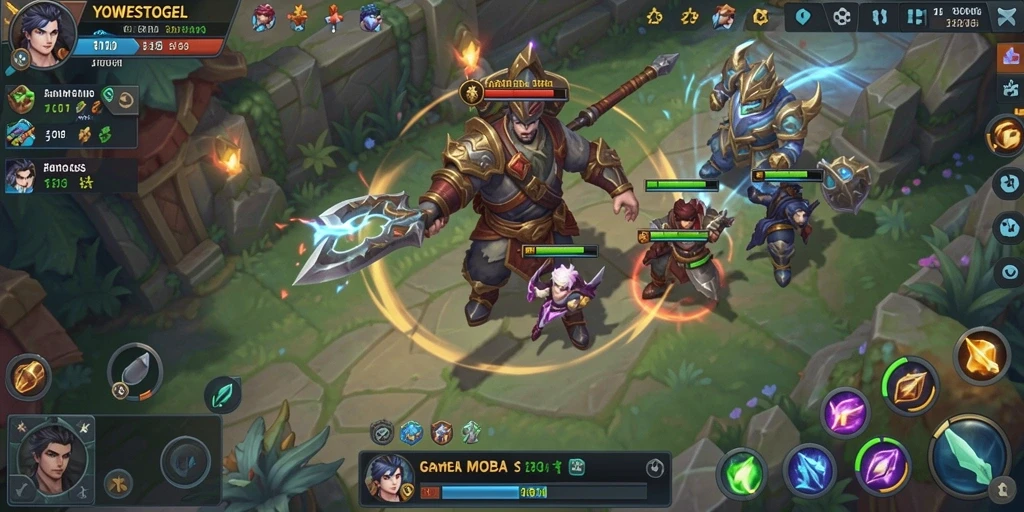 Screenshot utama YOWESTOGEL menampilkan aksi seru dalam pertempuran MOBA.