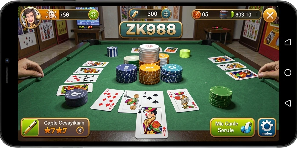 Gameplay Gaple yang seru dan interaktif di ZK988.
